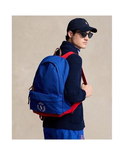 Polo Ralph Lauren Blue Logo-embroidered Canvas Backpack for men