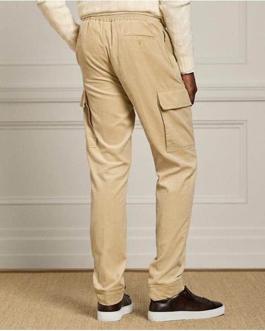Ralph Lauren Natural Hand-Tailored Corduroy Cargo Trousers for men