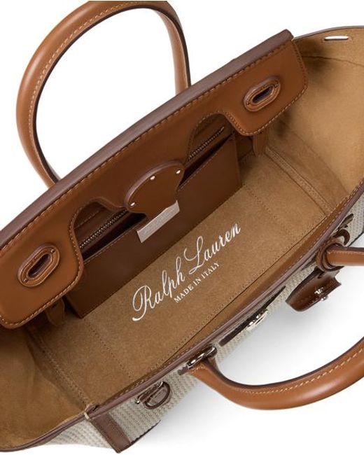 Ralph Lauren Natural Soft Ricky 27 Calfskin-Trim Woven Bag
