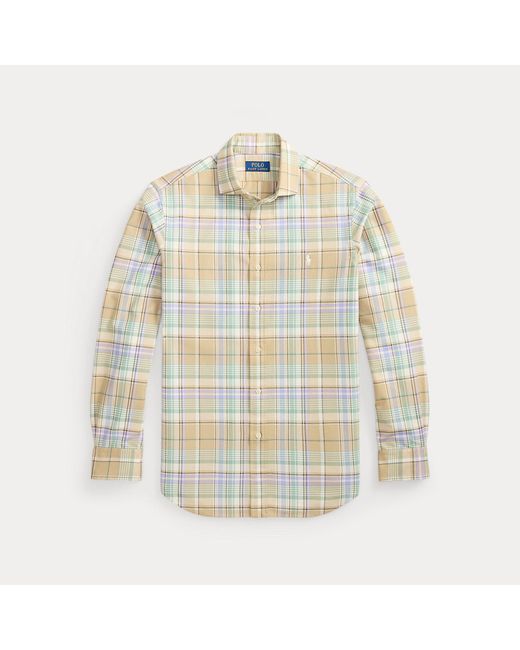 Polo Ralph Lauren Gray Custom Fit Plaid Oxford Shirt for men