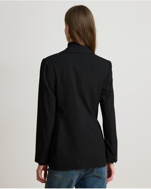 Ralph Lauren Black Double-Breasted Wool Crepe Blazer