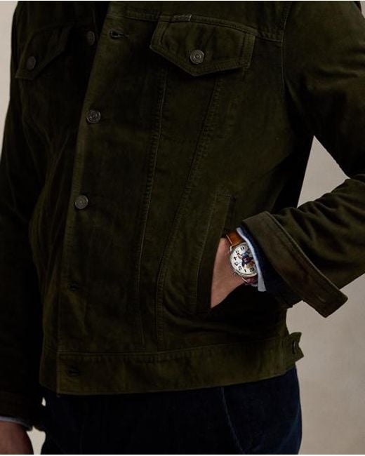 Polo Ralph Lauren Truckerjacke Aus Wildleder in Green für Herren