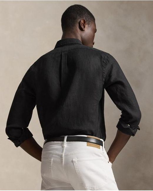 Polo Ralph Lauren Black Slim Fit Linen Shirt for men