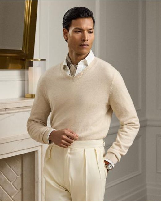Jersey De Cachemira Con Cuello De Pico Ralph Lauren de hombre de color Natural