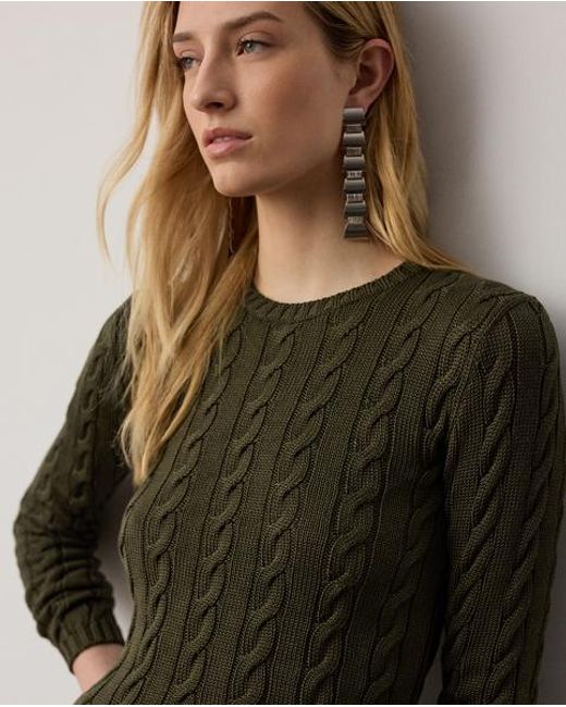 Ralph Lauren Green Cable-Knit Silk-Blend Crewneck Jumper