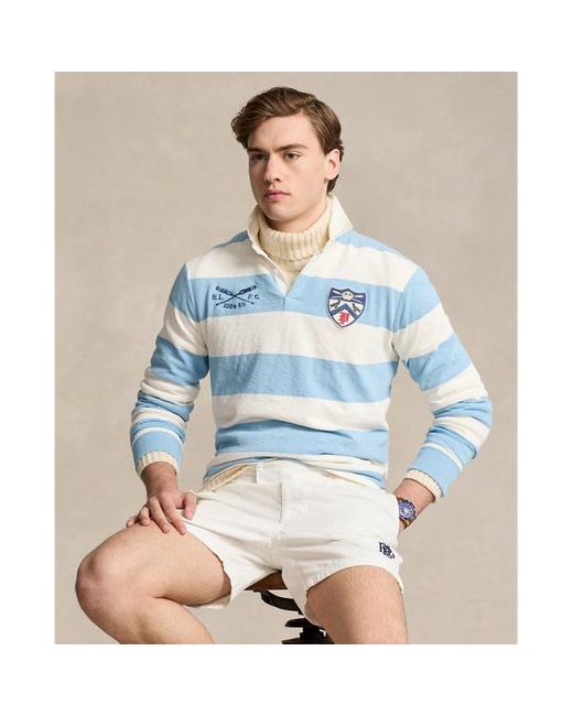 Ralph Lauren Blue Classic Fit Striped Jersey Rugby Shirt for men