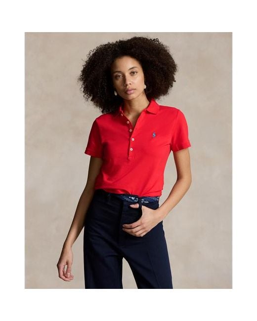 Ralph Lauren Red Slim Fit Stretch Polo Shirt