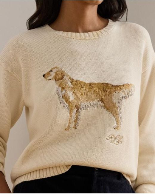 Ralph Lauren Natural Strickpullover Mit Golden Retriever