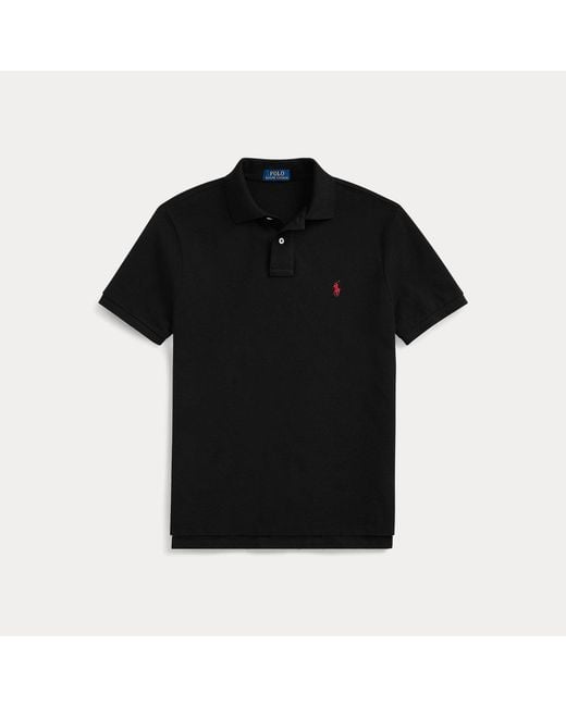 Polo Ralph Lauren Black Custom Slim Fit Mesh Polo for men