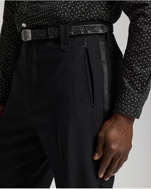 RRL Black Slim Fit Wool Western Tuxedo Trouser for men