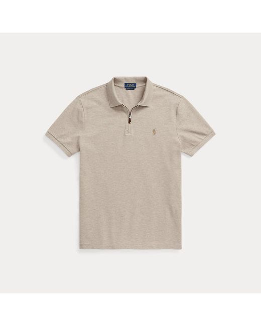 Polo Ralph Lauren Natural Custom Slim Stretch Mesh Zip Polo Shirt for men