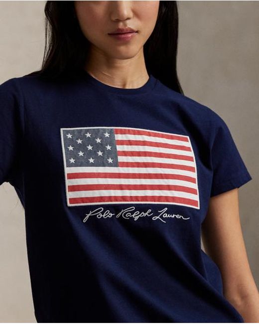 Polo Ralph Lauren Blue Logo Flag Cotton Jersey Tee