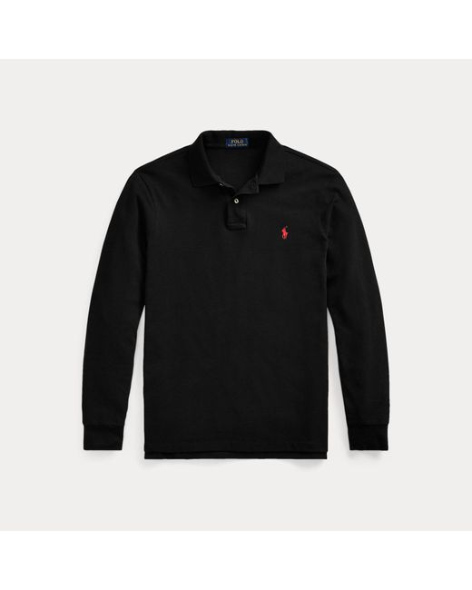 Polo Ralph Lauren Black Custom Slim Fit Mesh Polo Shirt for men