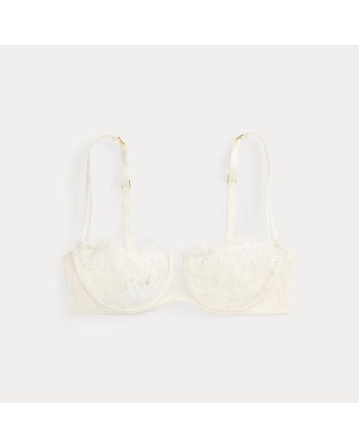 Ralph Lauren White Satin-Lace Balconette Bra