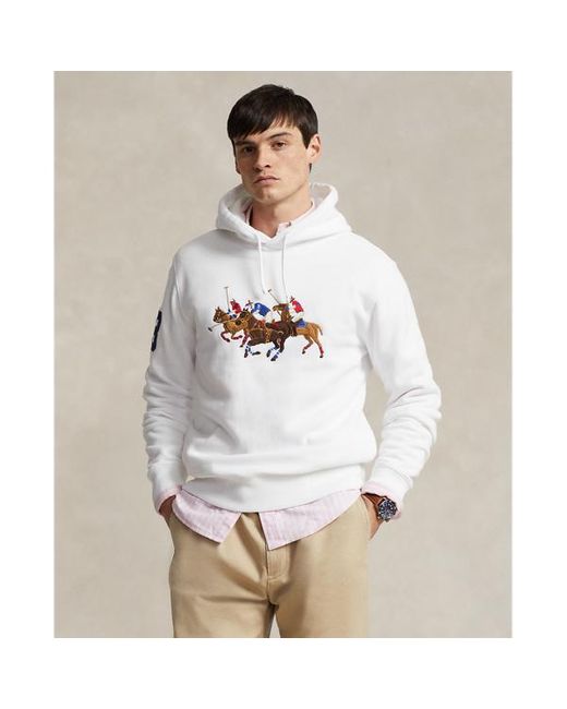 Polo Ralph Lauren Fleece-Kapuzenpullover mit Dreifach-Pony in White für Herren