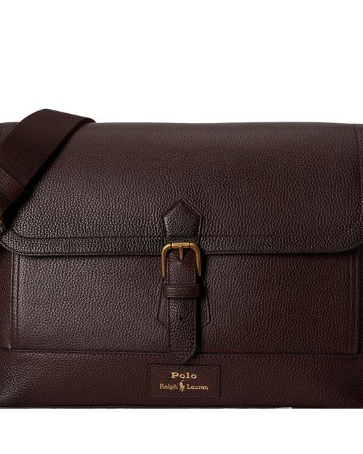 Borsa da postino in pelle martellata di Polo Ralph Lauren in Black da Uomo