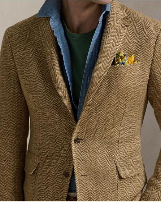 Polo Ralph Lauren Tailored-Fit Polo-Sakko Mit Fischgrat in Natural für Herren