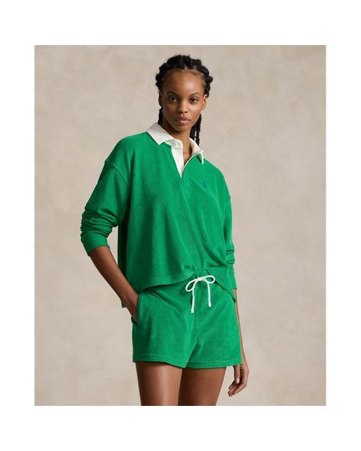 Ralph Lauren Cropped Terry Rugbyshirt in het Green