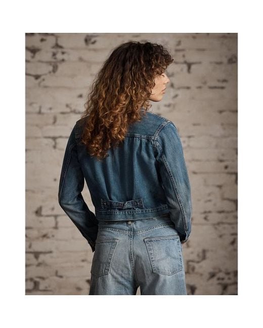 RRL Blue Cropped Denim Jacket