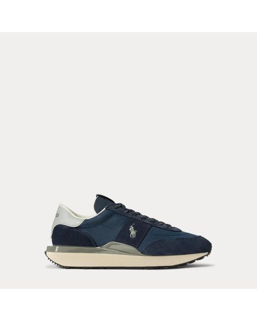 Ralph Lauren Blue Train 89 Suede And Oxford Trainer for men