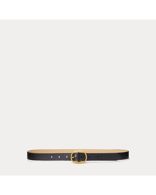 Polo Ralph Lauren Gray Oval-Buckle Skinny Leather Belt