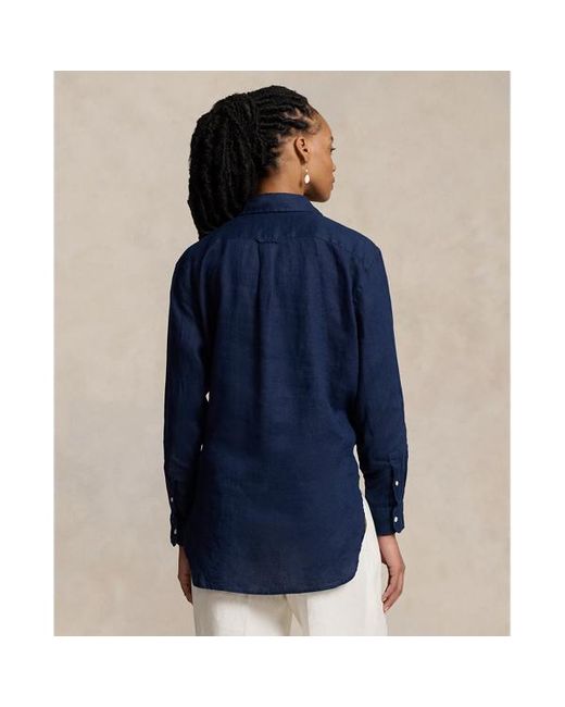 Ralph Lauren Blue Oversize Fit Linen Shirt