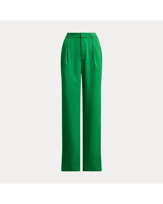 Ralph Lauren Green Pleated Twill Tapered Trousers