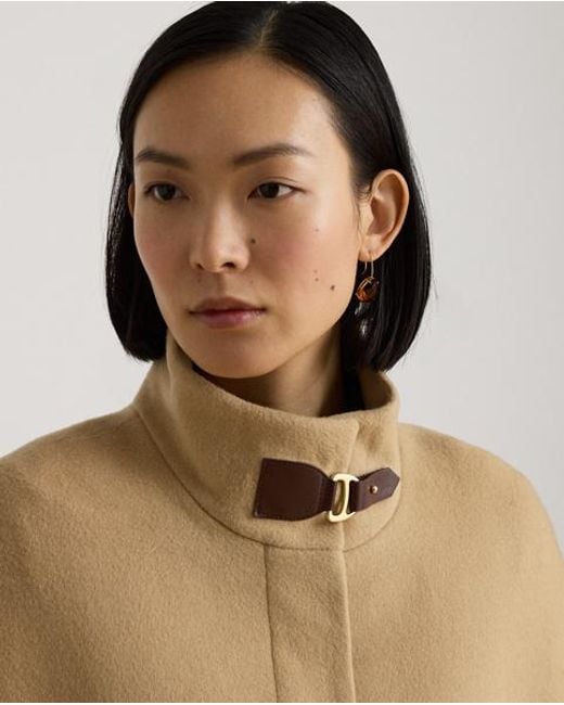 Ralph Lauren Natural Buckle-Trim Wool-Blend Mockneck Cape