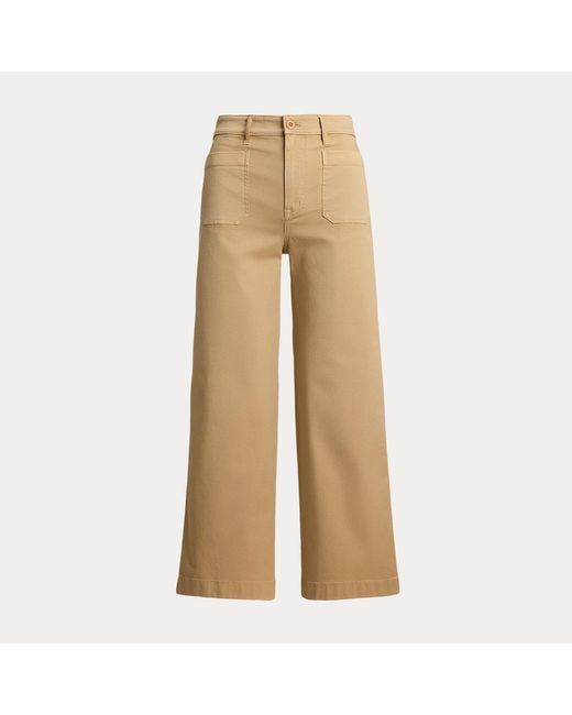 Ralph Lauren Cropped Chino Broek Met Wijde Pijp in het Natural