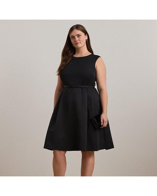Ralph Lauren Ralph Lauren Belted Faille & Jersey Cocktail Dress in Black