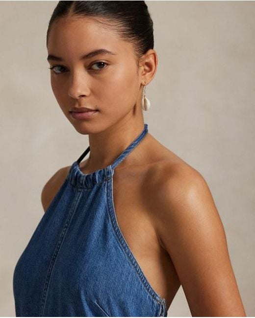 Polo Ralph Lauren Denim Halter Dress in Blue | Lyst UK