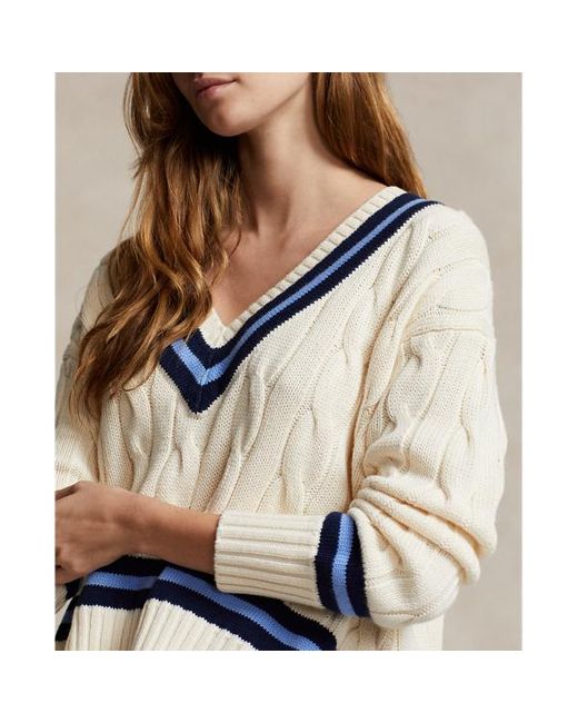Polo Ralph Lauren Natural Cable-knit Cotton Cricket Sweater
