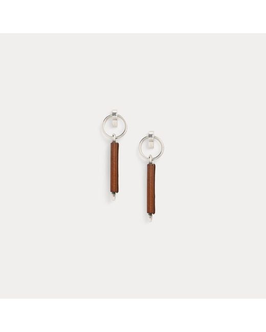 Ralph Lauren Natural Calfskin-Trim Long Link Earrings