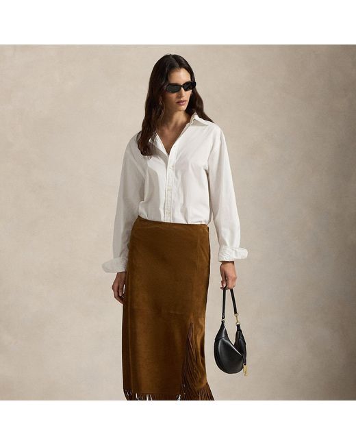 Polo Ralph Lauren Natural Fringe Suede Skirt