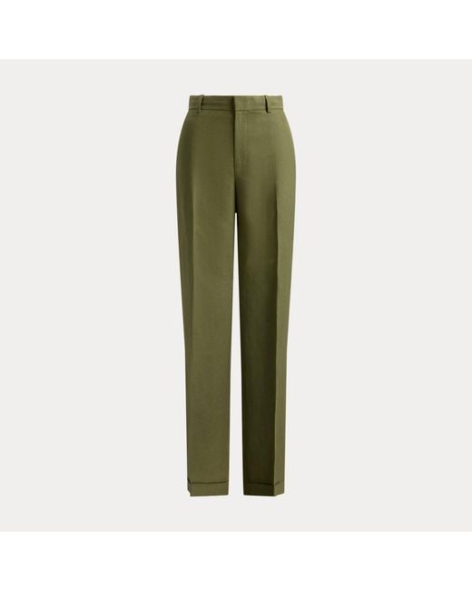 Polo Ralph Lauren Green Hemp-Linen Relaxed Straight Trouser