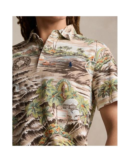 Polo Ralph Lauren Custom-Slim-Fit Poloshirt mit Druck in Brown für Herren