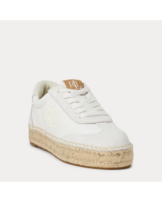 Ralph Lauren White Luize Canvas & Suede Espadrille Sneaker