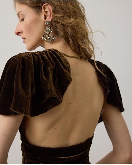 Ralph Lauren Black Charisse Changeant Velvet Evening Dress