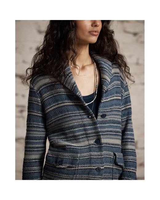 Cardigan in lino e cotone a righe indaco di RRL in Blue