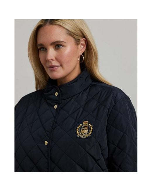 Ralph Lauren Blue Curve - Crest-patch Quilted Mockneck Jacket