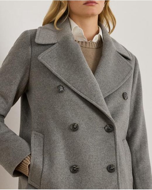 Ralph Lauren Gray Zweireihiger Mantel Mit Oversize-Kragen