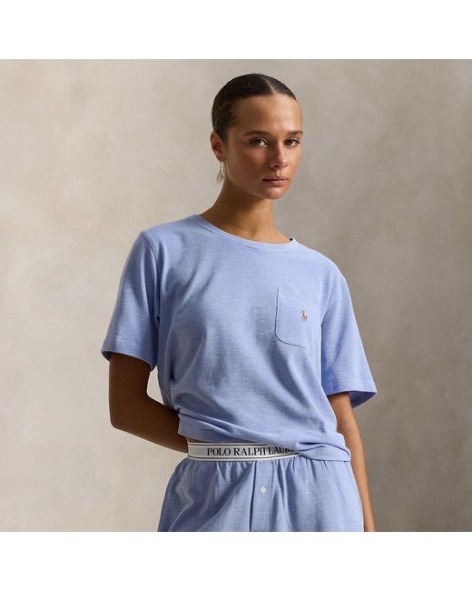 Polo Ralph Lauren Blue Knit Oxford Tee & Boxer Short Pyjama Set