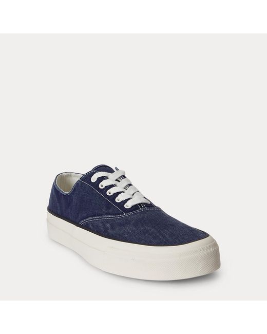 Polo Ralph Lauren Blue Keaton Washed Canvas Trainer for men