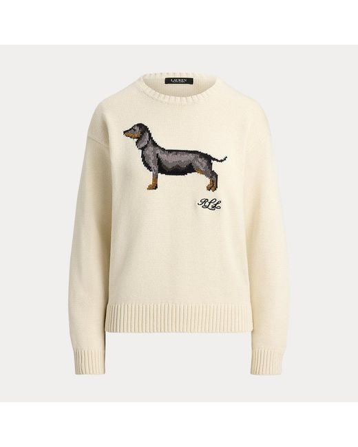 Ralph Lauren Natural Baumwollpullover Mit Dackel-Intarsie