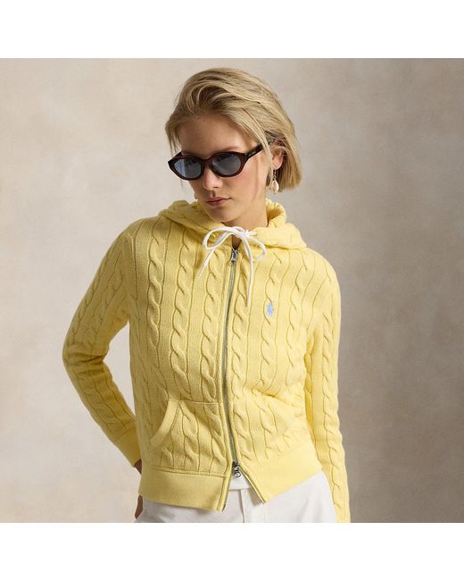 Polo Ralph Lauren Yellow Cable-Knit Cotton Full-Zip Hoodie