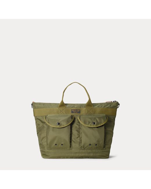 RRL Green Nylon Utility Messenger Bag for men