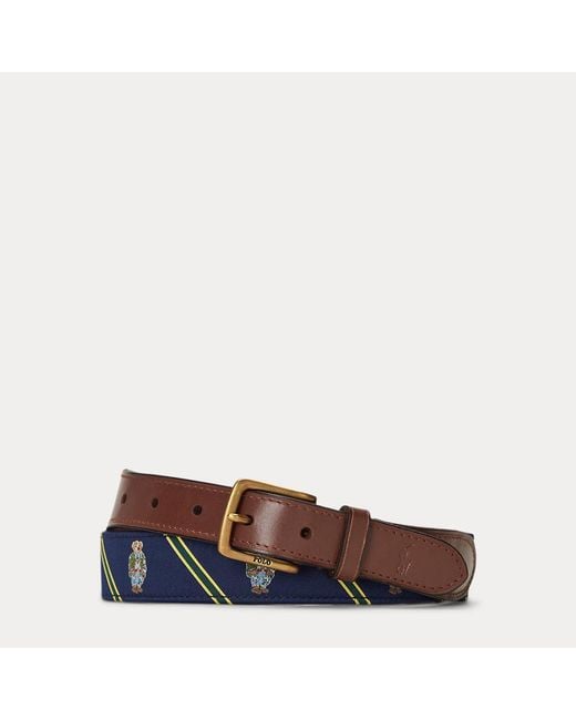 Cinturón Polo Bear con extremo de piel Polo Ralph Lauren de hombre de color Brown