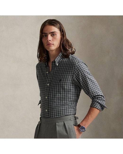 Polo Ralph Lauren Kariertes Custom-Fit-Hemd Aus Twill in Gray für Herren