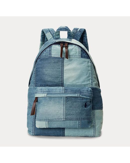 Polo Ralph Lauren Blue Patchwork Denim Backpack for men