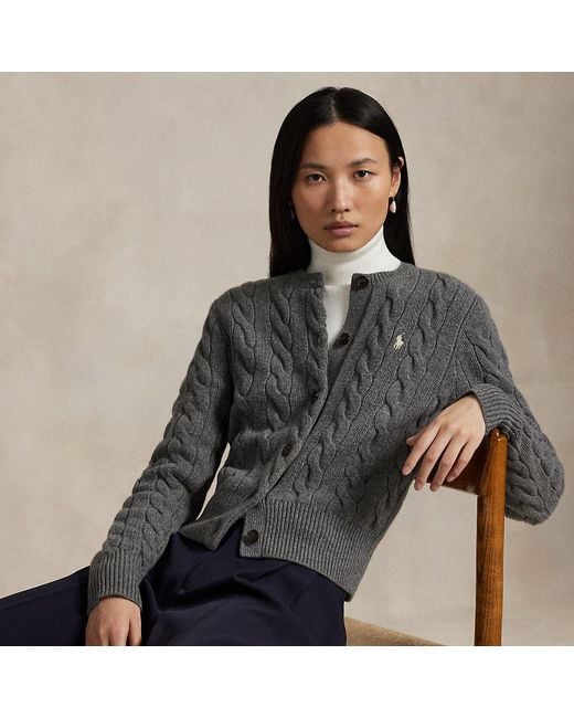 Polo Ralph Lauren Kabelgebreid Wol-Kasjmier Vest in het Gray